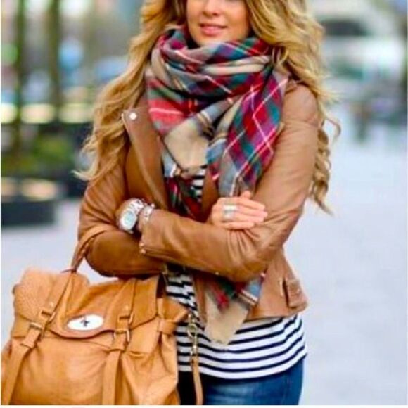 Target Merona flannel tartan plaid large scarf - Picture 5 of 8